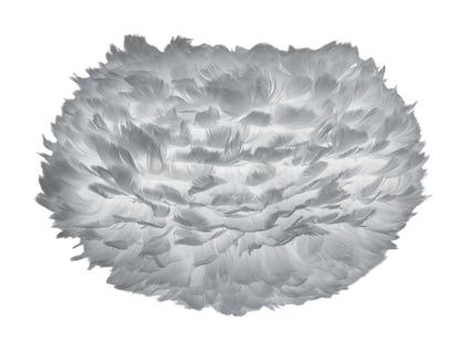 Světle šedé závěsné světlo Eos Medium z pravých husích per Ø 45 cm