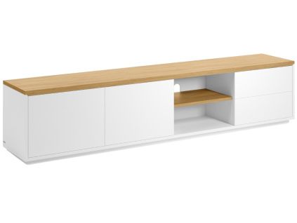 Bílý lakovaný TV stolek Kave Home Abilen 200 x 36 cm