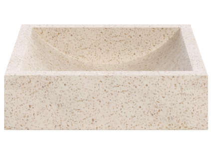 Bílé hranaté terrazzo umyvadlo na desku Kave Home Delina 45 x 40 cm