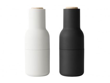 Set dvou bílo-černých silikonových mlýnků na sůl a pepř MENU GRINDER II. 20,5 cm