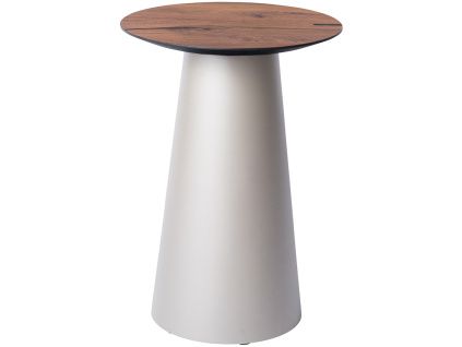Hnědý dubový odkládací stolek Marco Barotti 45 cm s matnou stříbrnou podnoží