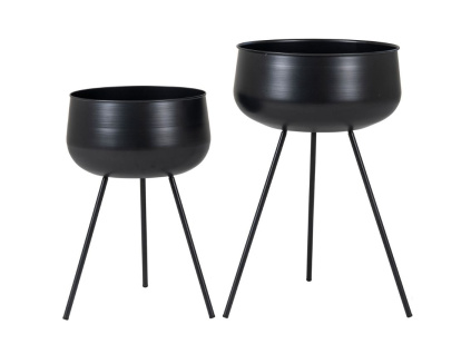 Set dvou černých kovových květináčů Adora 28/34 cm