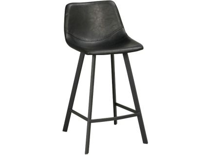Černá koženková barová židle ROWICO AUBURN 65 cm