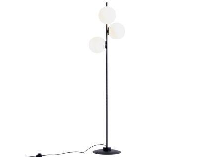 Bílo černá skleněná stojací lampa Bubbly 155 cm