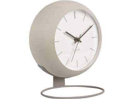 Světle šedé kovové stolní hodiny Haleen 21 cm