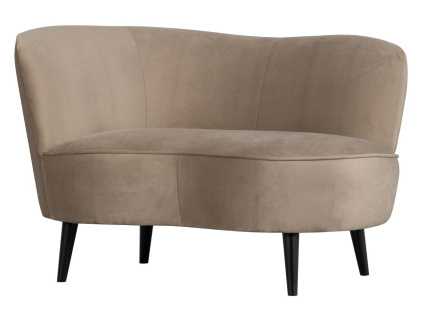 Béžové sametové lounge křeslo Norma 112 cm, levé