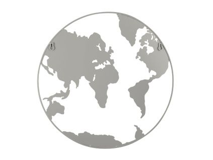 Šedá nástěnná kovová dekorace Continent Ø 50 cm