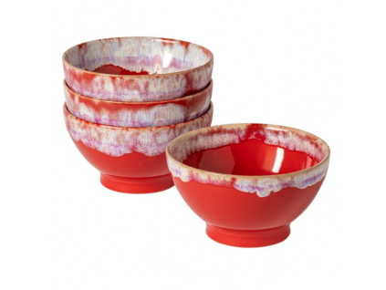 Sada čtyř červeno bílých misek COSTA NOVA LATTE BOWLS 15 cm