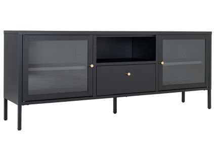 Černý kovový TV stolek Dobby 160 x 35 cm