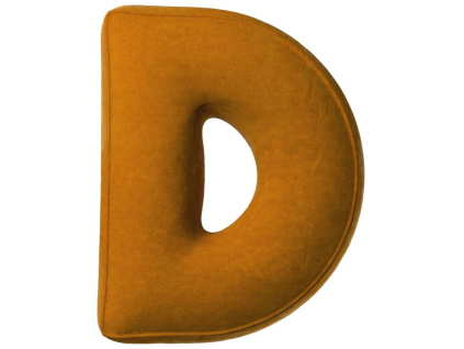 Cihlově oranžový sametový polštář písmeno D 40 cm