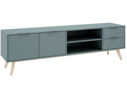 Zelený lakovaný TV stolek Marckeric Pisco 180 x 40 cm