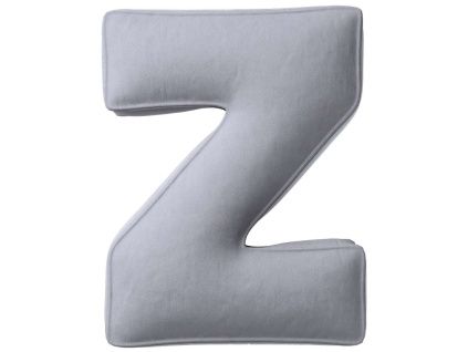 Šedý sametový polštář písmeno Z 40 cm