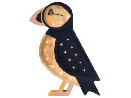 Černo-béžová dřevěná dětská LED lampa Papuchalk 37,5 cm