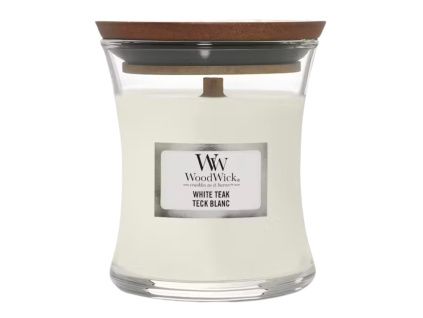 Malá vonná svíčka WoodWick, White Teak