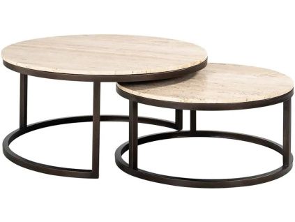 Set kamenných konferenčních stolků Avalon 85/70 cm
