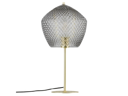 Kouřově šedá skleněná stolní lampa Orbiform