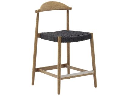 Dřevěná barová židle Kave Home Nina 62 cm s černým výpletem