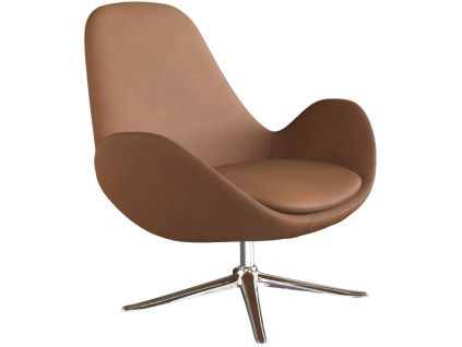 Koňakově hnědé kožené lounge křeslo FLEXLUX GHOST LOW