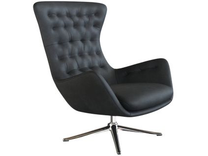 Černé kožené lounge křeslo FLEXLUX SINI