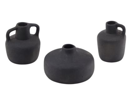 Set tří černých váz Kave Home Sofra 6/8/8 cm