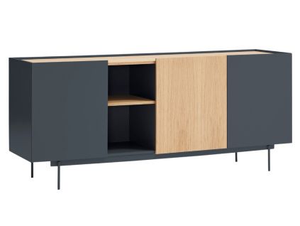 Antracitově šedá dubová komoda Teulat Otto 180 x 49 cm