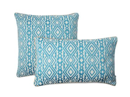 Modro-béžový set dvou venkovních povlaků na polštář Aztec