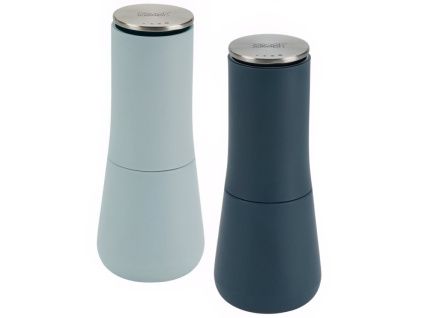 Set dvou modrých plastových mlýnků na sůl a pepř Milltop 16,9 cm