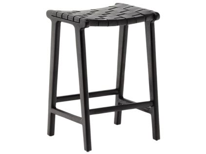 Černá kožená barová židle Kave Home Calixta 67 cm
