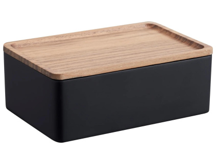 Černý plastový úložný box Yamazaki Rin 18,5 x 12,5 cm