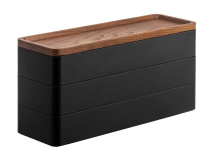 Černý plastový třípatrový úložný box Yamazaki Rin 24 x 8 cm