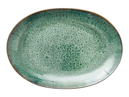 Zelená kameninová servírovací mísa Salia 36 x 25 cm