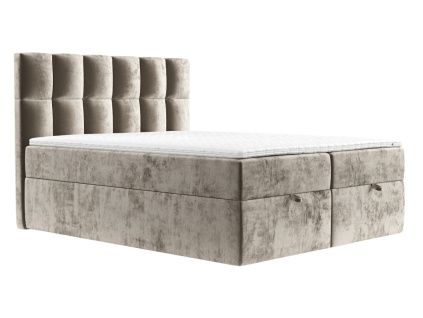 Béžová čalouněná postel ESSENCE 200 x 200 cm, boxspring