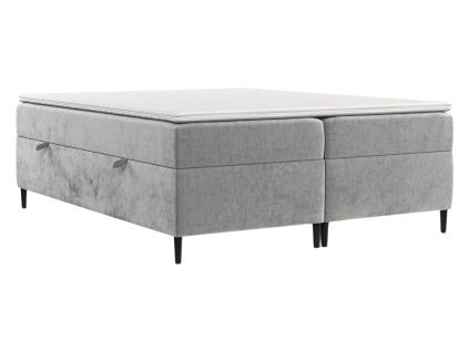 Světle šedá čalouněná postel boxspring ARAYA 160 x 200 cm