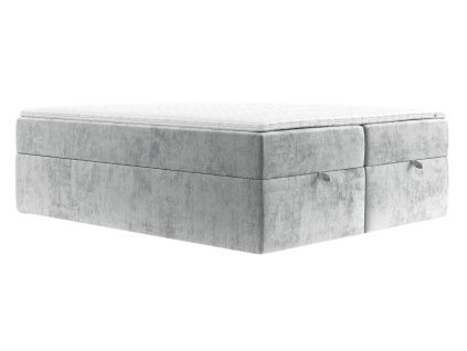 Světle šedá čalouněná postel boxspring FREJA 140 x 200 cm