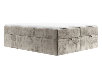 Béžová čalouněná postel boxspring FREJA 140 x 200 cm