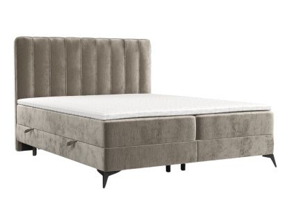Béžová čalouněná postel boxspring AGGAZ 160 x 200 cm