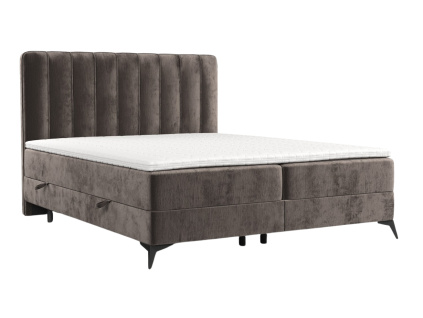Hnědá čalouněná postel boxspring AGGAZ 180 x 200 cm