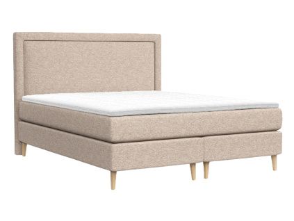 Béžová čalouněná postel boxspring CAVA 140 x 200 cm