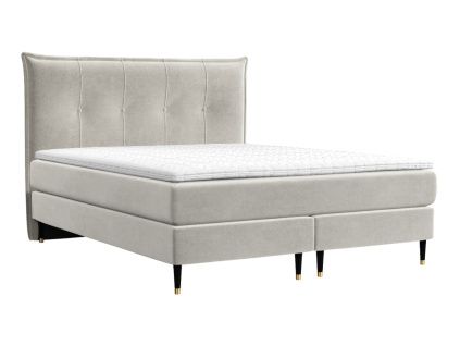 Béžová sametová postel boxspring DUNA 180 x 200 cm