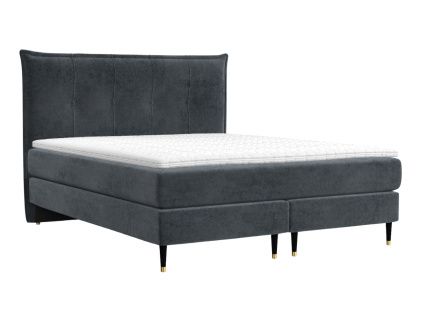 Antracitová sametová postel boxspring DUNA 200 x 200 cm
