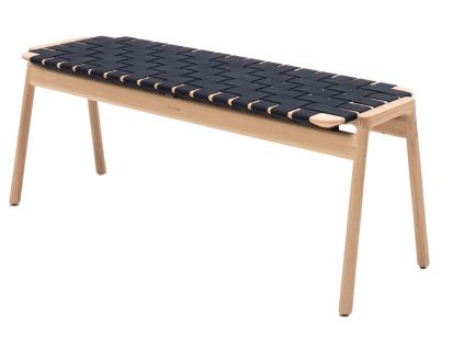 Černá dubová lavice Klupa 120 cm s výpletem