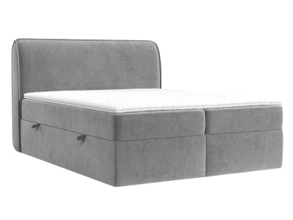 Šedá sametová postel boxspring ORGANIC 160 x 200 cm