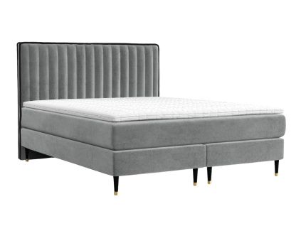 Šedá sametová postel boxspring RHODES 160 x 200 cm