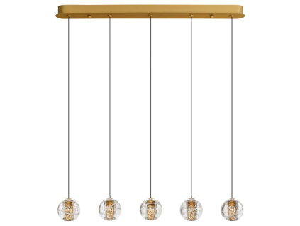 Zlaté skleněné závěsné LED světlo Nova Luce Licio 84 cm
