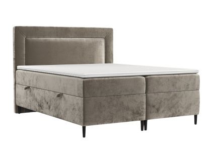 Béžová čalouněná postel boxspring NOBLE 200 x 200 cm