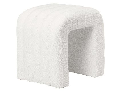Bílý bouclé taburet Somcasa Edy 42 x 42 cm