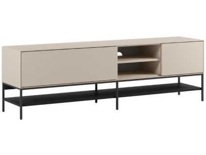 Krémově-černý lakovaný TV stolek Amira 180 x 35 cm