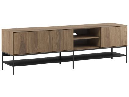 Hnědo-černý TV stolek Amira 180 x 35 cm s dubovým dekorem