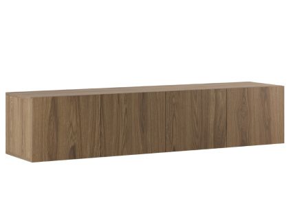 Hnědý TV stolek Daroca 180 x 35 cm s dubovým dekorem