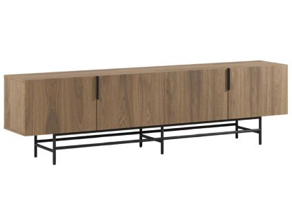 Hnědý TV stolek Eldia 200 x 35 cm s dubovým dekorem